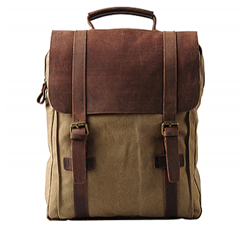 10PL Plecak VINTAGE 3 płótno-skóra naturalna A4 Kolor: khaki